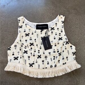 Vanessa Mooney Cream and Black Crop Top